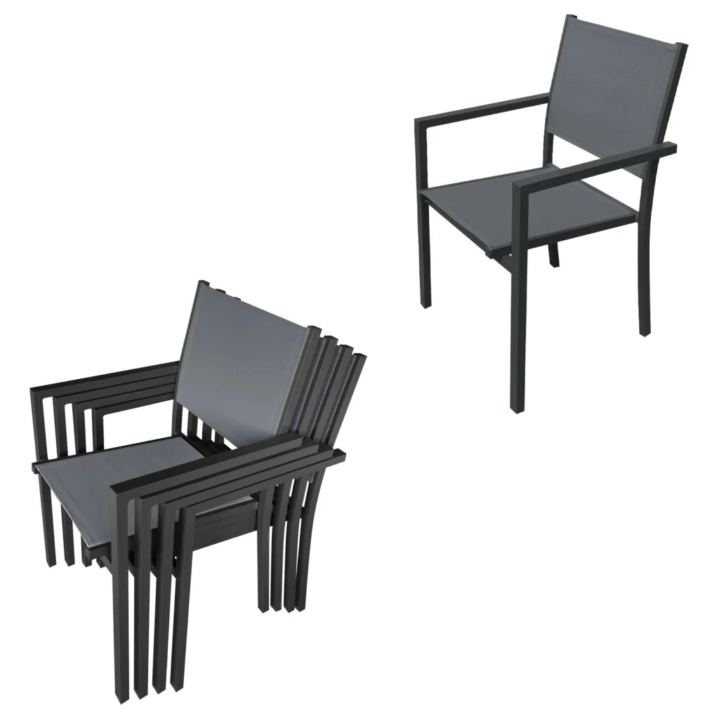 Set di mobili da giardino allungabili in textilene grigio FIRENZE 8 posti - alluminio antracite - Image 5