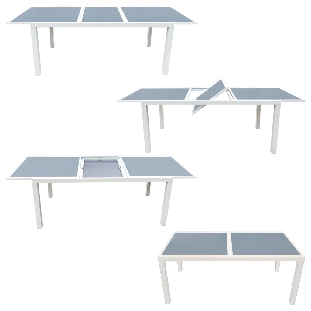 Set di mobili da giardino allungabili in textilene grigio FIRENZE 8 posti - alluminio bianco - Image 2
