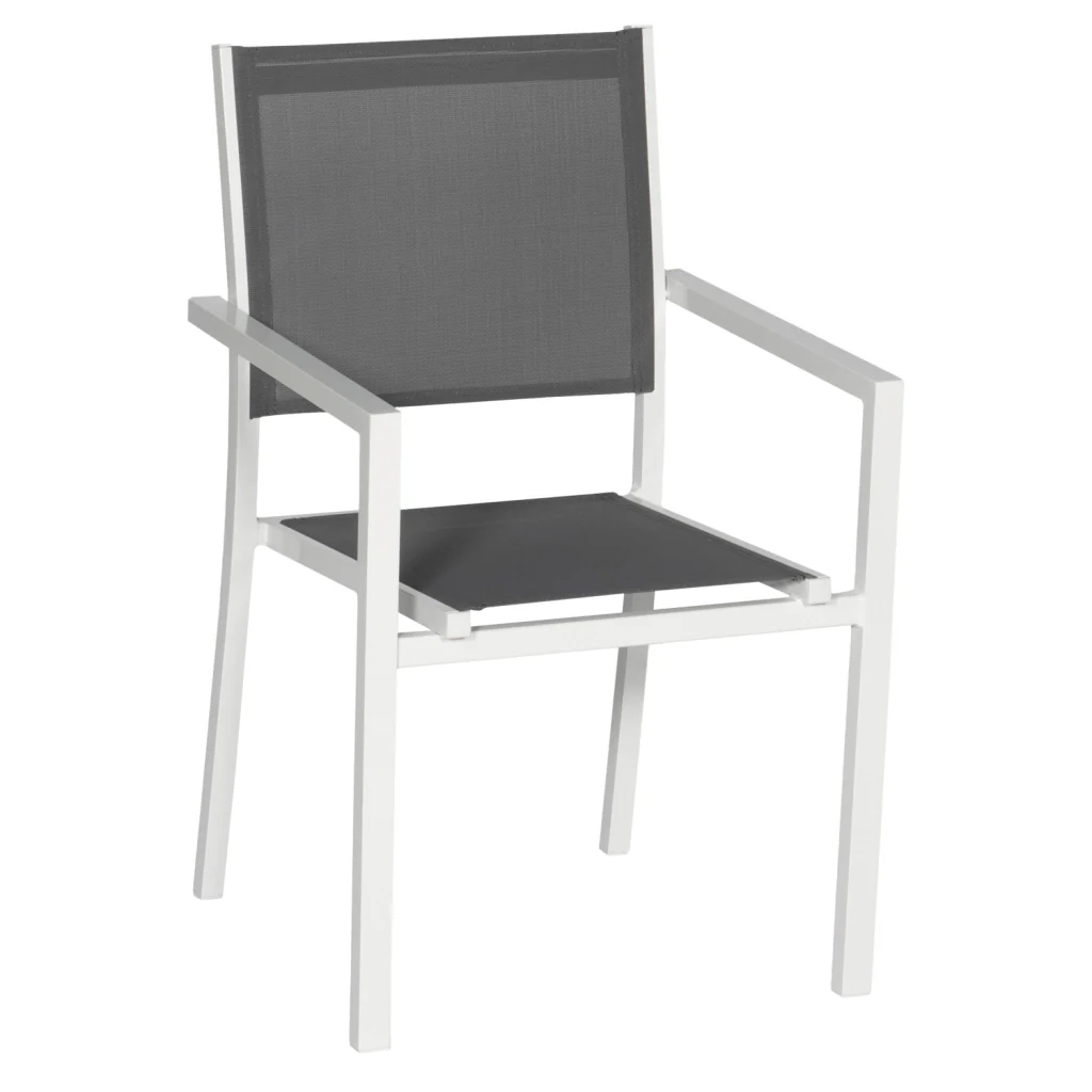 Set di mobili da giardino BARI in textilene grigio 8 posti - alluminio bianco - Image 4