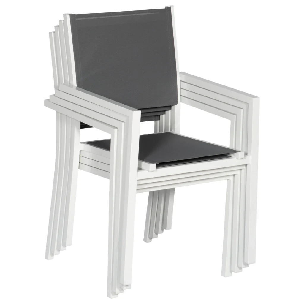 Set di mobili da giardino BARI in textilene grigio 8 posti - alluminio bianco - Image 5