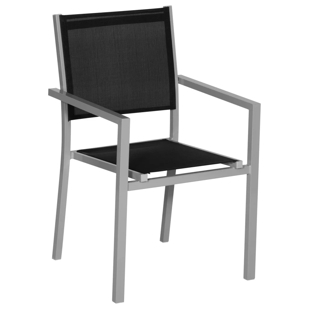 Set di mobili da giardino BARI in textilene nero 8 posti - alluminio grigio - Image 3