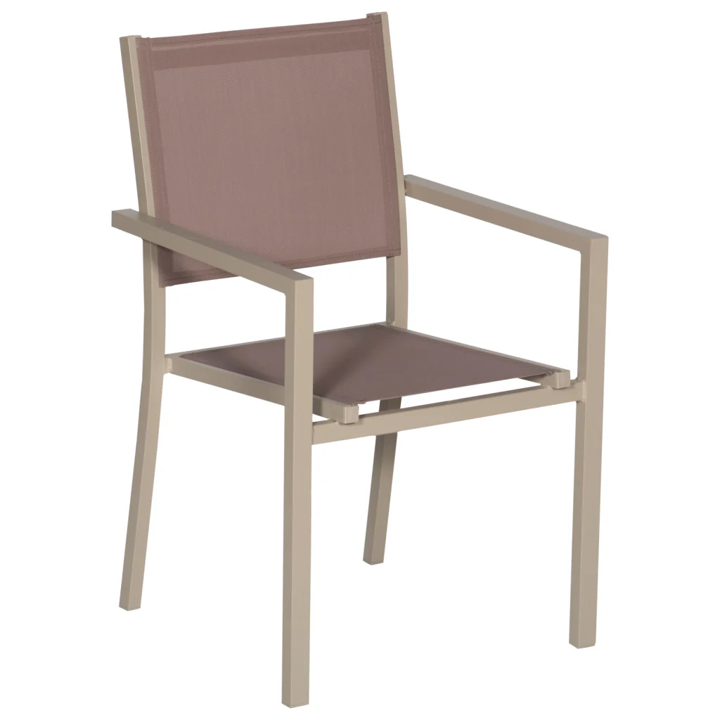 Set di mobili da giardino BERGAMO in textilene taupe 6 posti - alluminio taupe - Image 3
