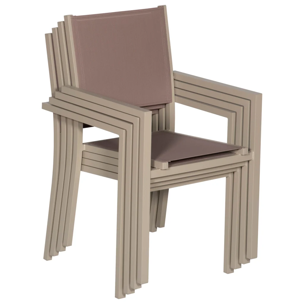 Set di mobili da giardino BERGAMO in textilene taupe 6 posti - alluminio taupe - Image 4