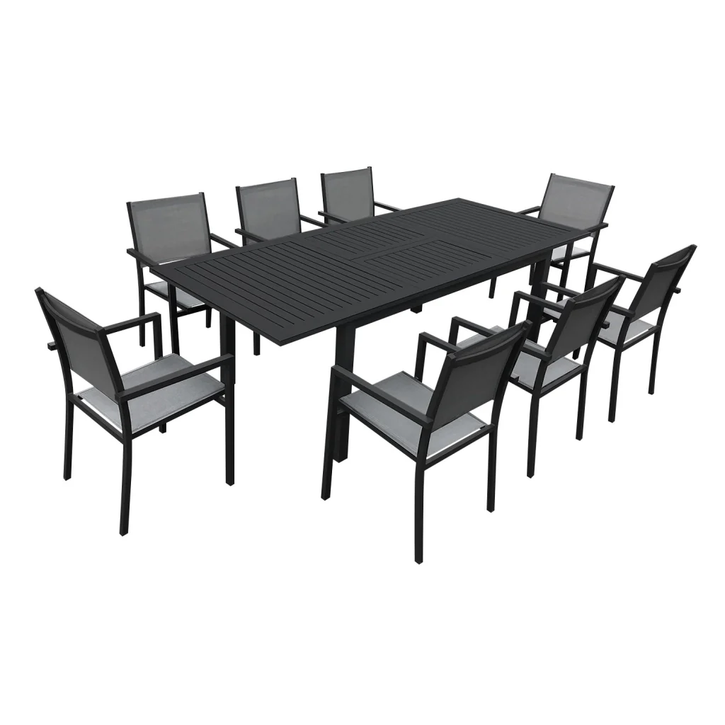 Set di mobili da giardino estensibili in textilene grigio CAPRI 8 posti - alluminio antracite