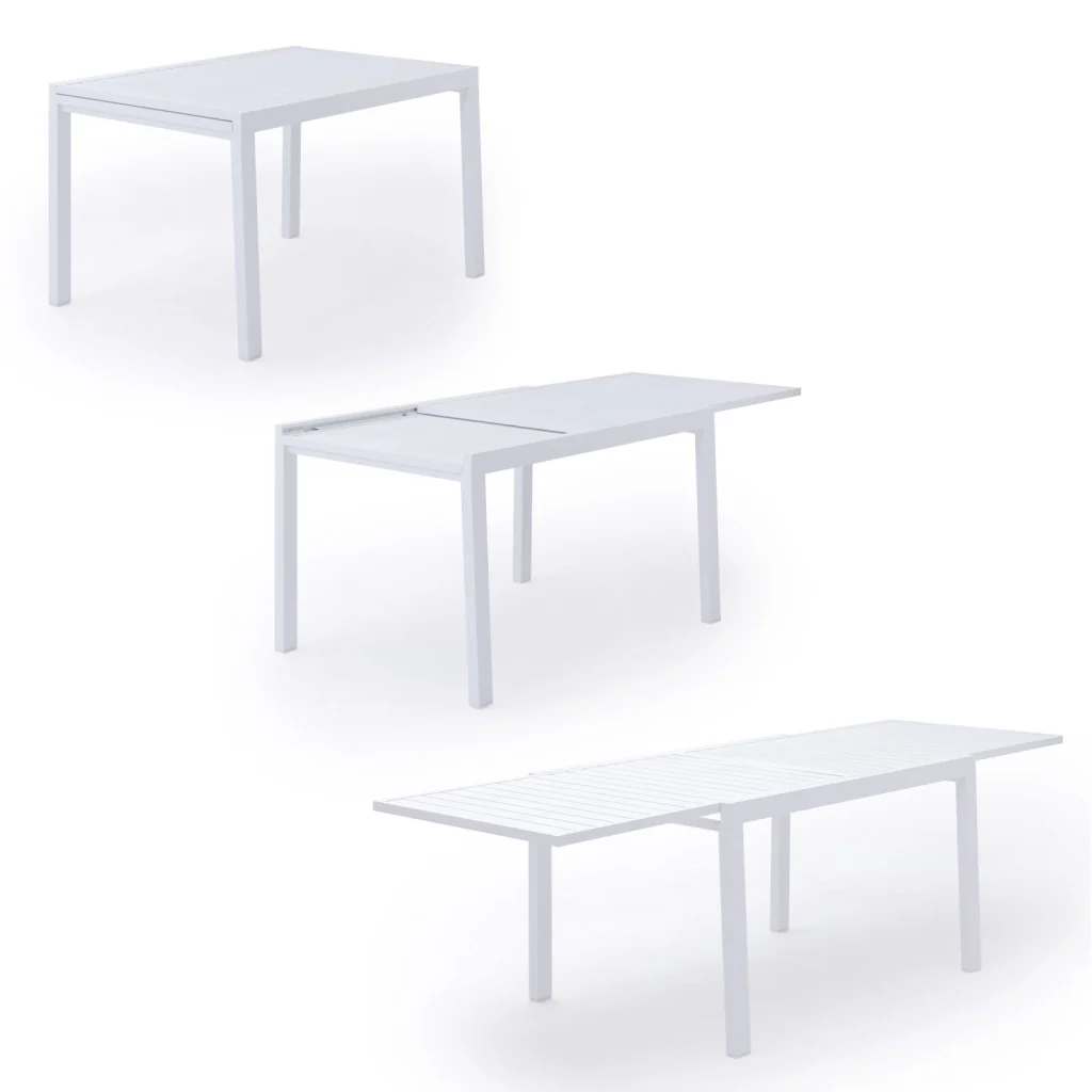 Set di mobili da giardino estensibili in textilene grigio VENEZIA 10 posti - alluminio bianco - Image 2
