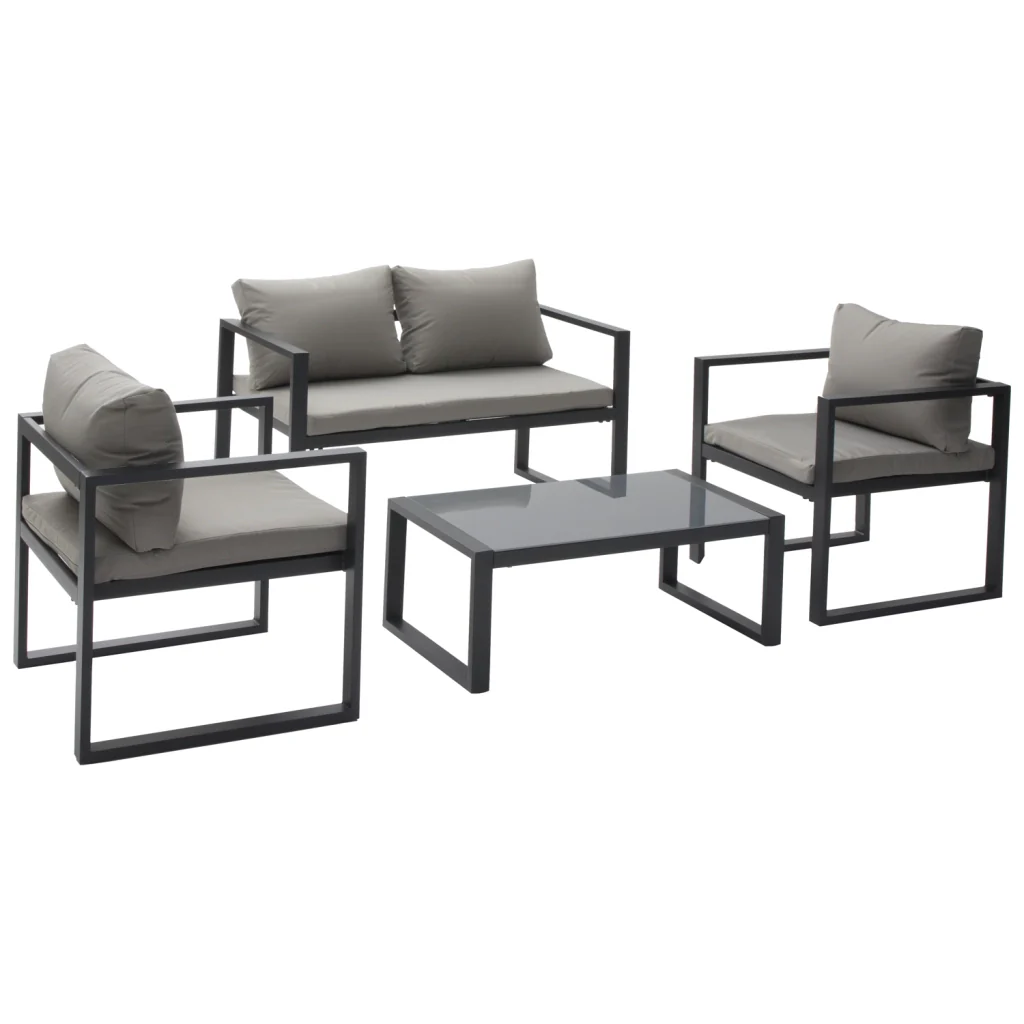 Set di mobili da giardino IBIZA in tessuto grigio 4 posti - alluminio antracite