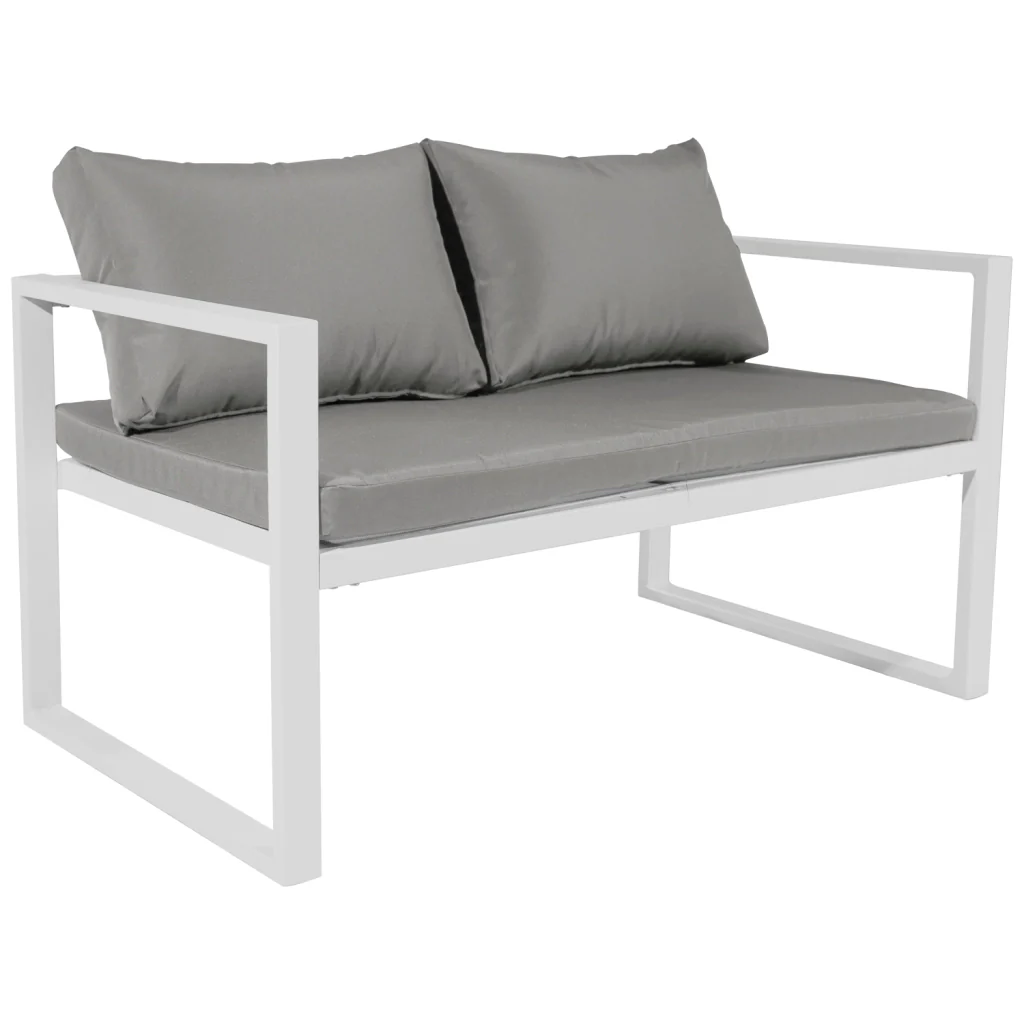 Set di mobili da giardino IBIZA in tessuto grigio 4 posti - alluminio bianco - Image 3