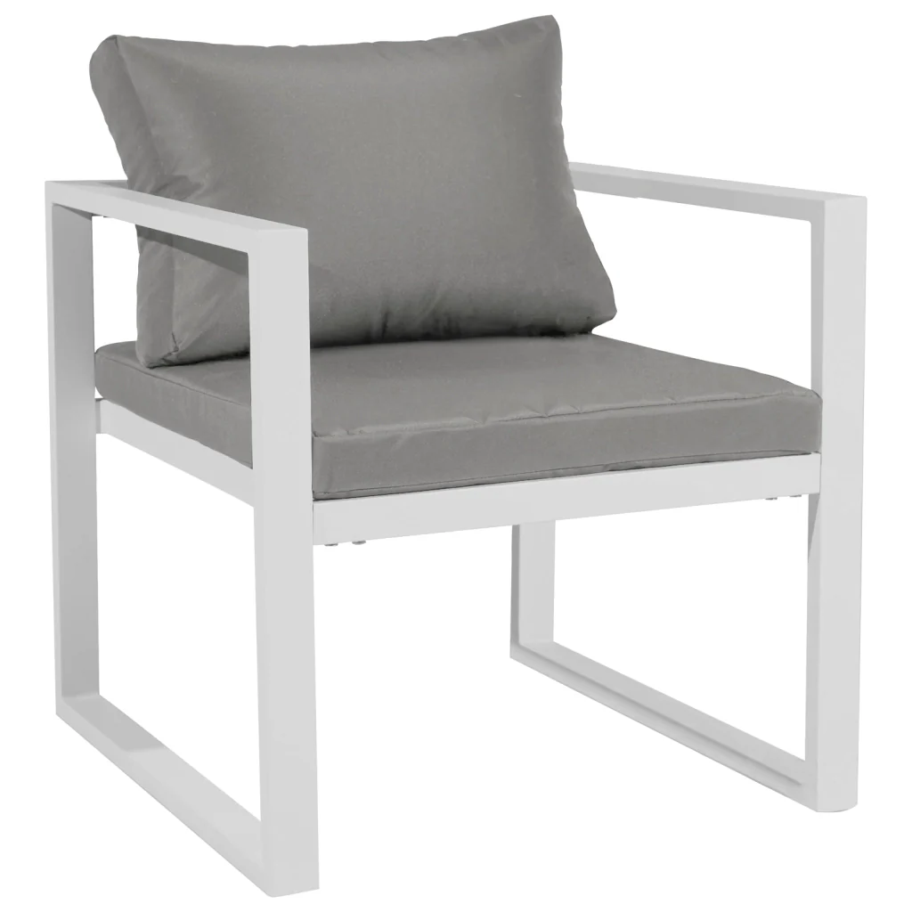 Set di mobili da giardino IBIZA in tessuto grigio 4 posti - alluminio bianco - Image 4