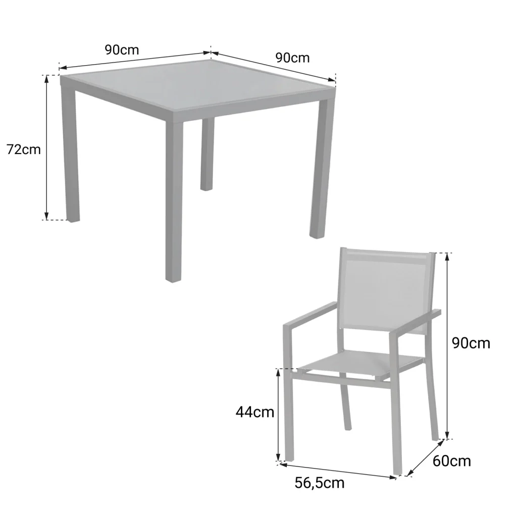 Set di mobili da giardino in textilene grigio BERGAMO 4 posti - alluminio antracite - Image 8