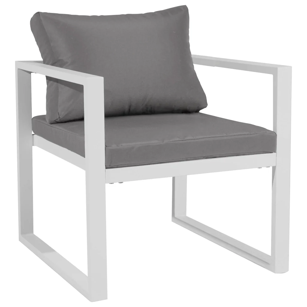 Set di mobili da giardino modulari IBIZA in tessuto grigio per 7 persone - alluminio bianco - Image 10