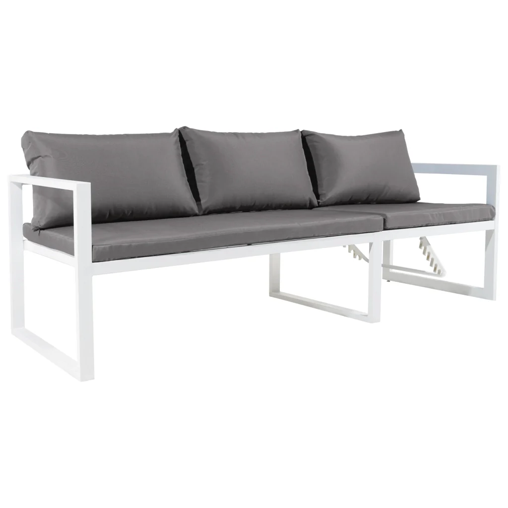Set di mobili da giardino modulari IBIZA in tessuto grigio per 7 persone - alluminio bianco - Image 5