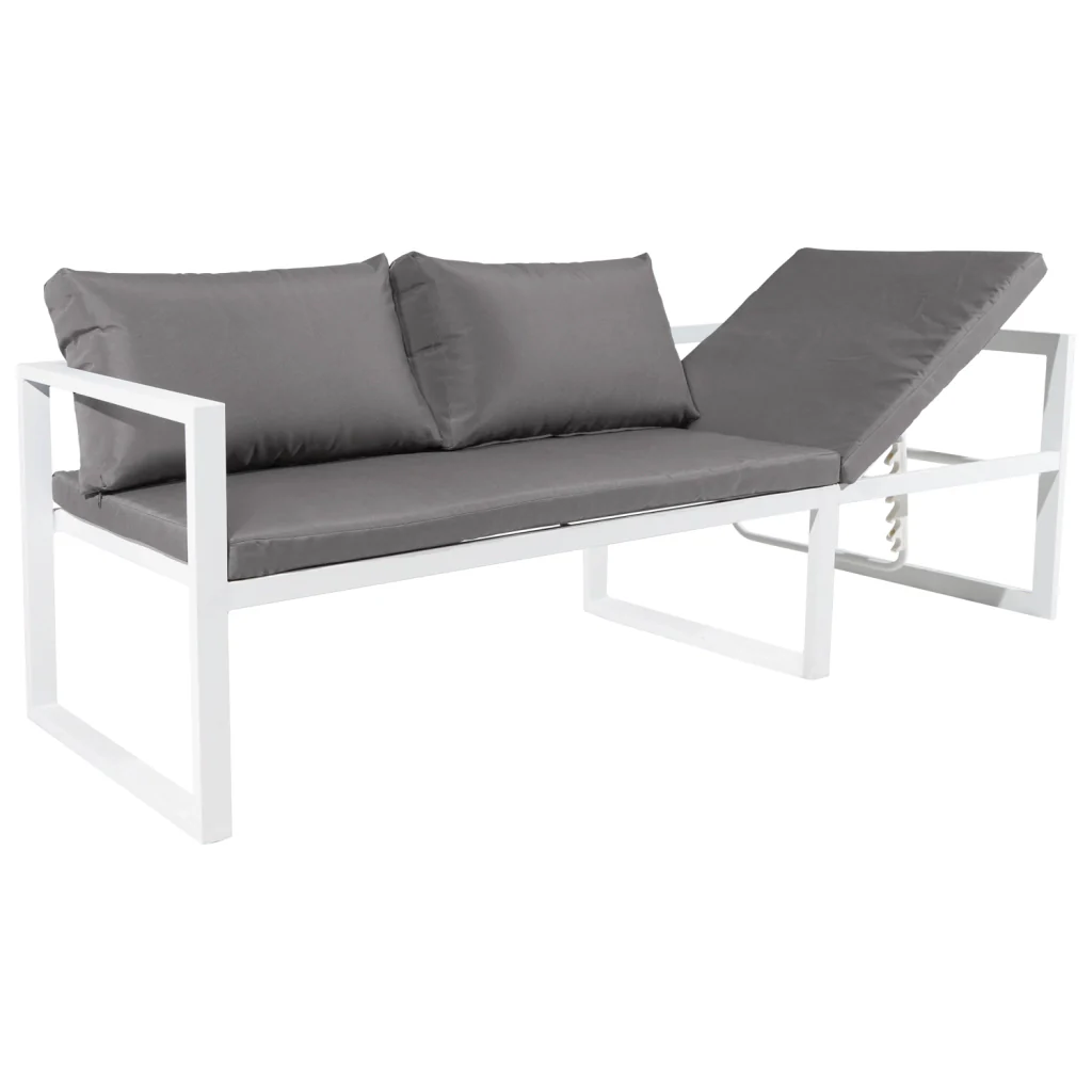 Set di mobili da giardino modulari IBIZA in tessuto grigio per 7 persone - alluminio bianco - Image 6