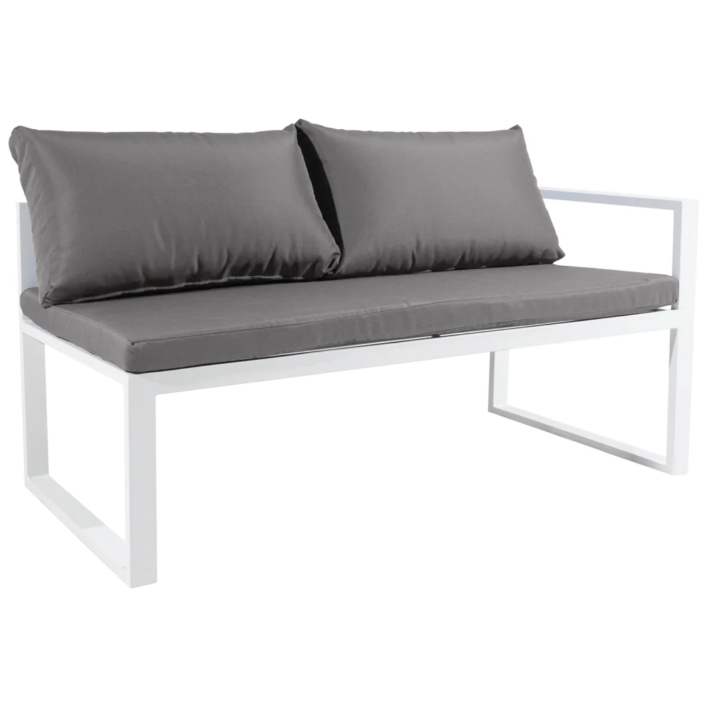 Set di mobili da giardino modulari IBIZA in tessuto grigio per 7 persone - alluminio bianco - Image 9