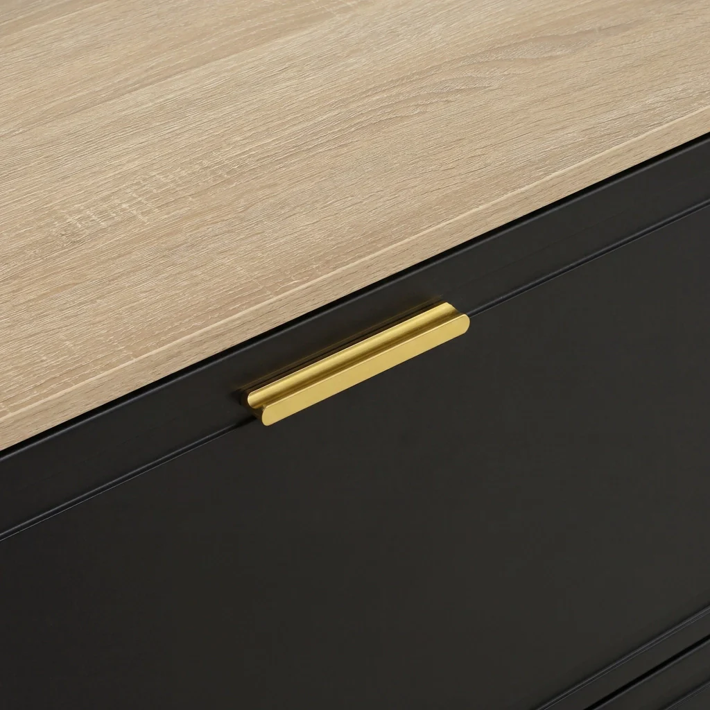 Set di mobili per l'ingresso composto da 4 pezzi, comprendente scarpiera, panca, appendiabiti da parete e specchio, nero e rovere - Image 8