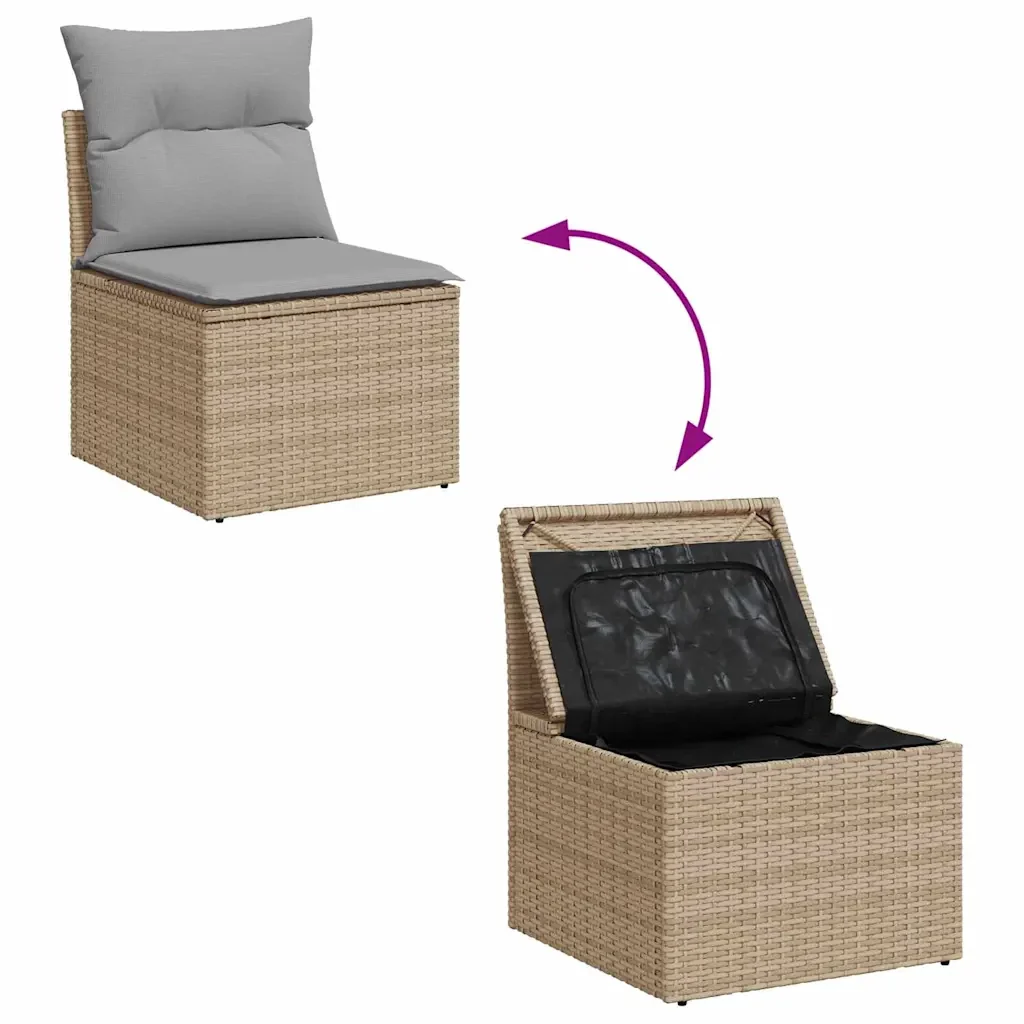 Set Divano da Giardino 8 pcs Beige e Grigio Chiaro polyrattan - Image 7