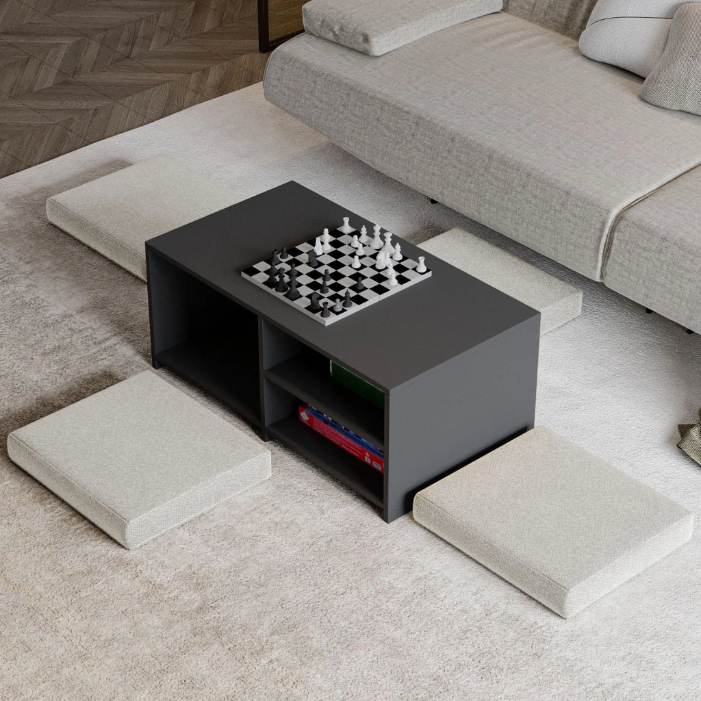 Set di tavolini in legno "Gord" - 90 x 45 x 44,1 cm - Antracite - Image 5