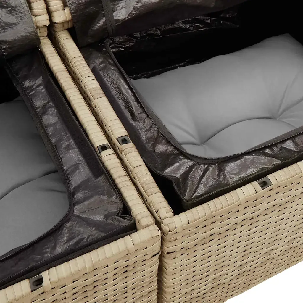 Set Divano da Giardino con cuscino 8 pcs Beige Poly Rattan - Image 5