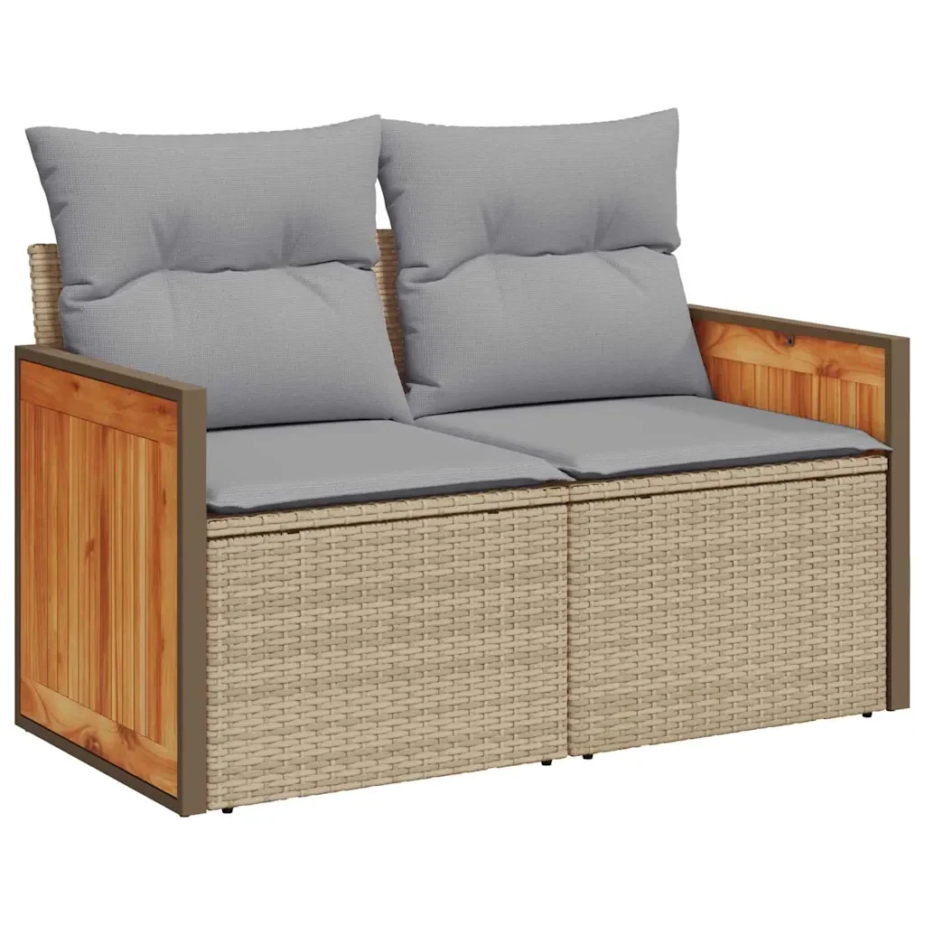 Set Divano da Giardino 9 pcs Beige e Grigio Chiaro polyrattan - Image 6