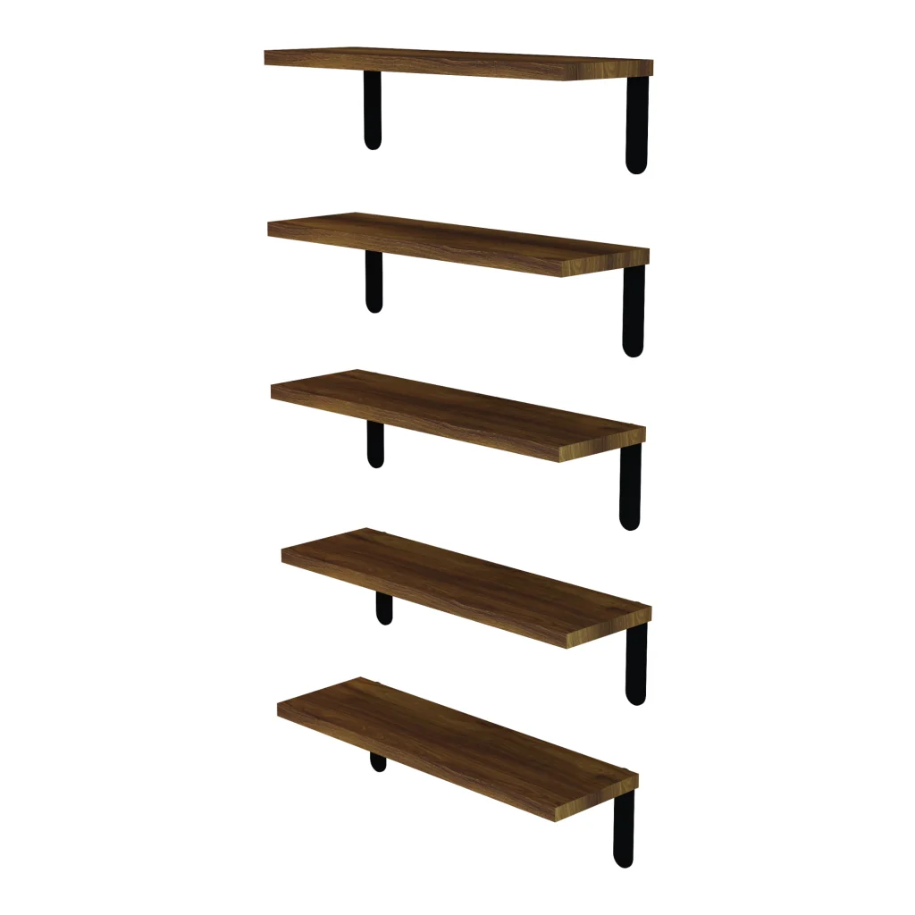 Set Frogn di 5 Mensole da Parete con Piani in Effetto Legno 50 x 15 cm [en.casa] - Image 2