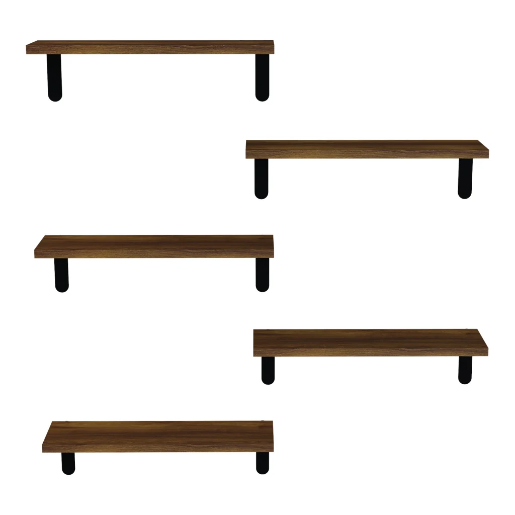 Set Frogn di 5 Mensole da Parete con Piani in Effetto Legno 50 x 15 cm [en.casa] - Image 4