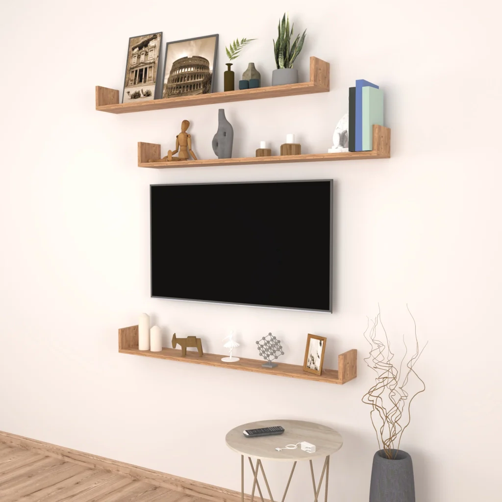 Set 'Höganäs' 3 Mensole da Muro - Consolli Pensili con Piano d'Appoggio a Forma di U - Largo 120 cm - Effetto Rovere [en.casa] - Image 2