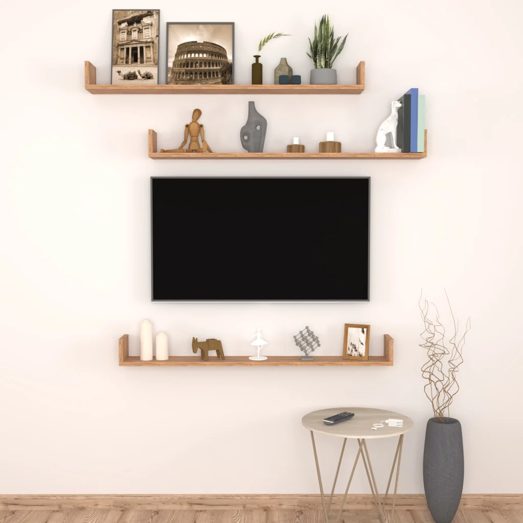 Set 'Höganäs' 3 Mensole da Muro - Consolli Pensili con Piano d'Appoggio a Forma di U - Largo 120 cm - Effetto Rovere [en.casa] - Image 4