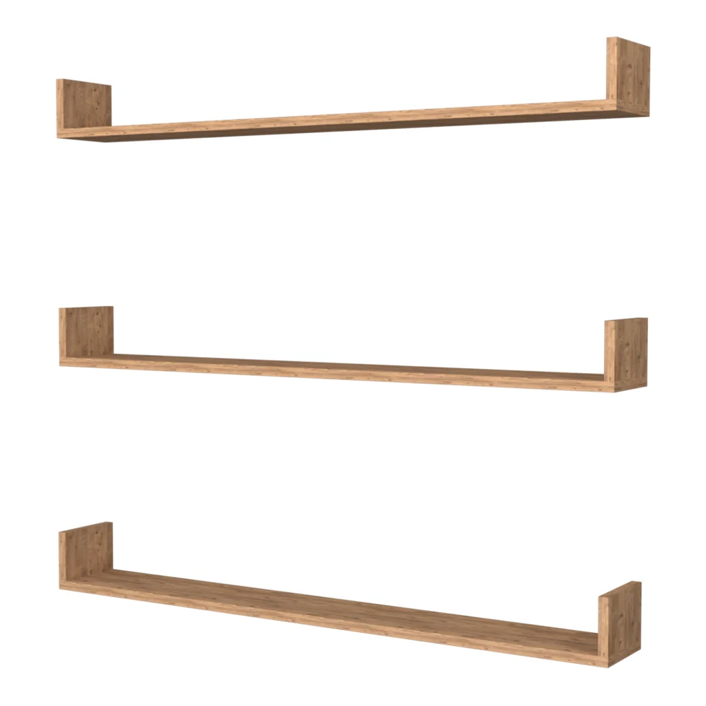 Set 'Höganäs' 3 Mensole da Muro - Consolli Pensili con Piano d'Appoggio a Forma di U - Largo 120 cm - Effetto Rovere [en.casa] - Image 5