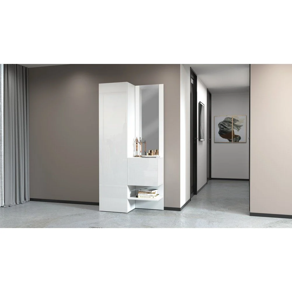 Mobile da ingresso con specchio e armadietto 90x35x191cm - PHOENIX - Image 4
