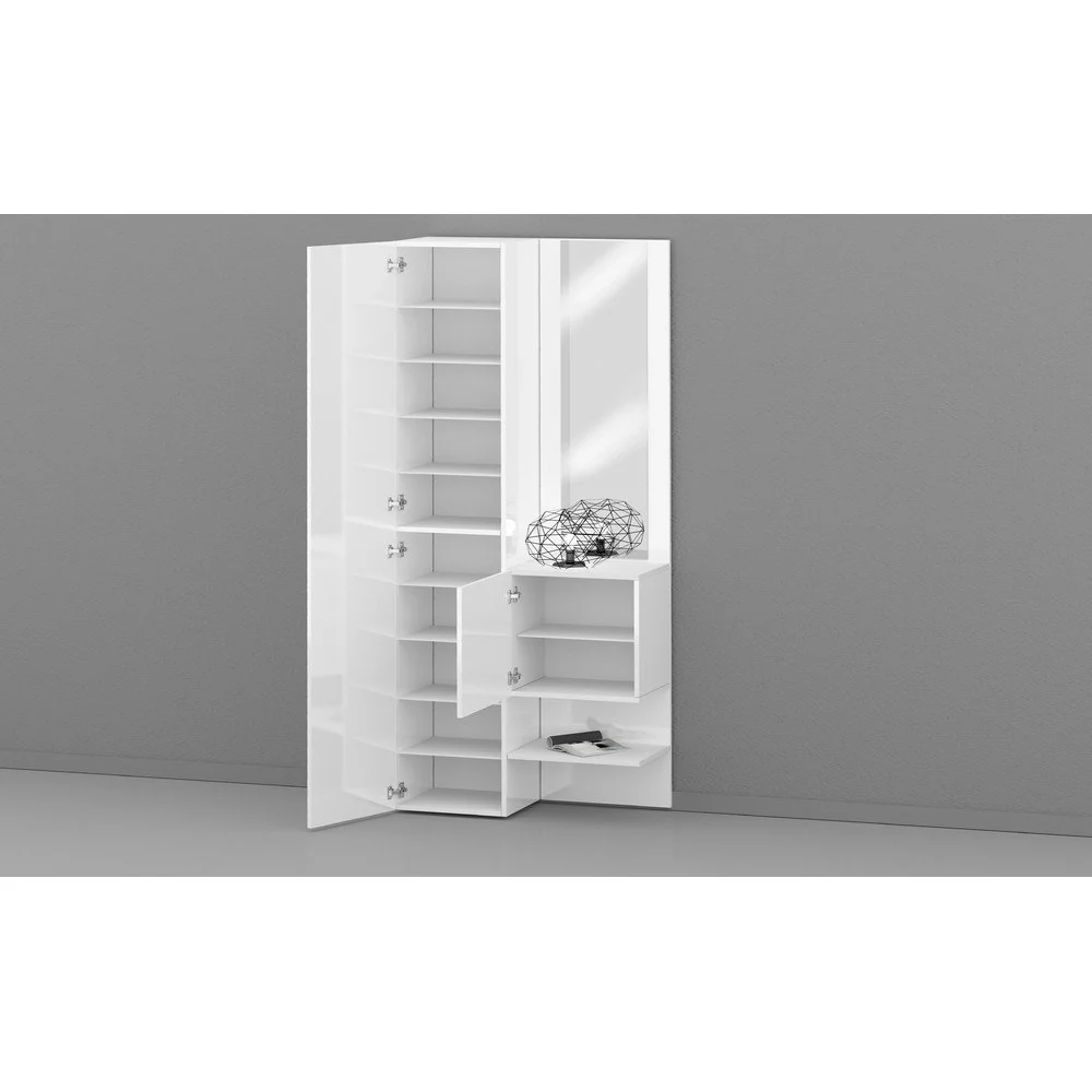 Mobile da ingresso con specchio e armadietto 90x35x191cm - PHOENIX - Image 6