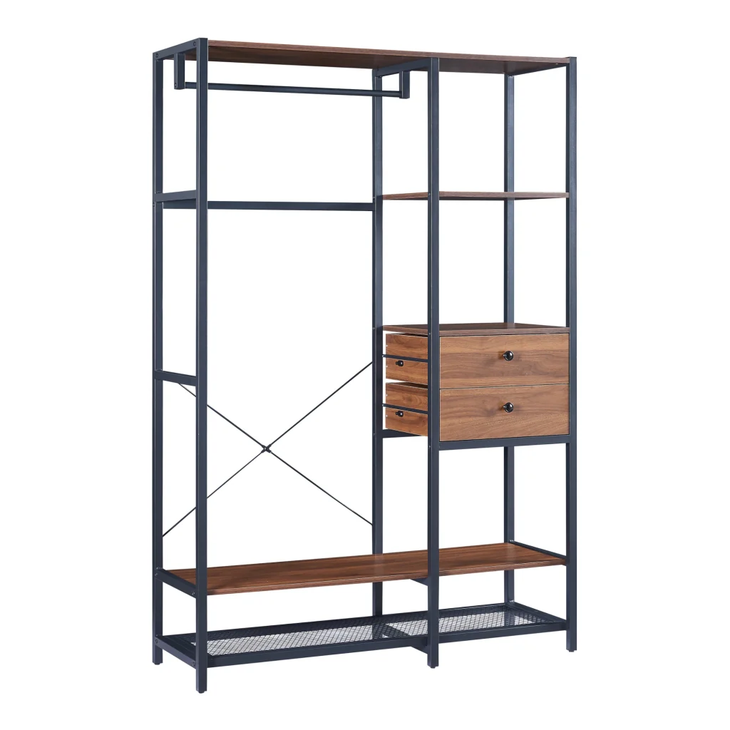 Set Larem 2 Mobili Organizzatori Guardaroba 204 cm Set A - Nero / Effetto Noce [en.casa] - Image 4
