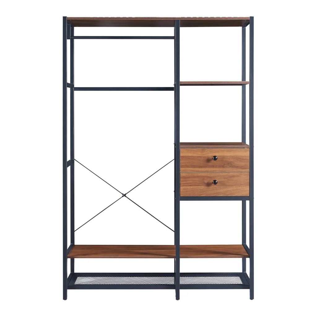 Set Larem 2 Mobili Organizzatori Guardaroba 204 cm Set A - Nero / Effetto Noce [en.casa] - Image 8