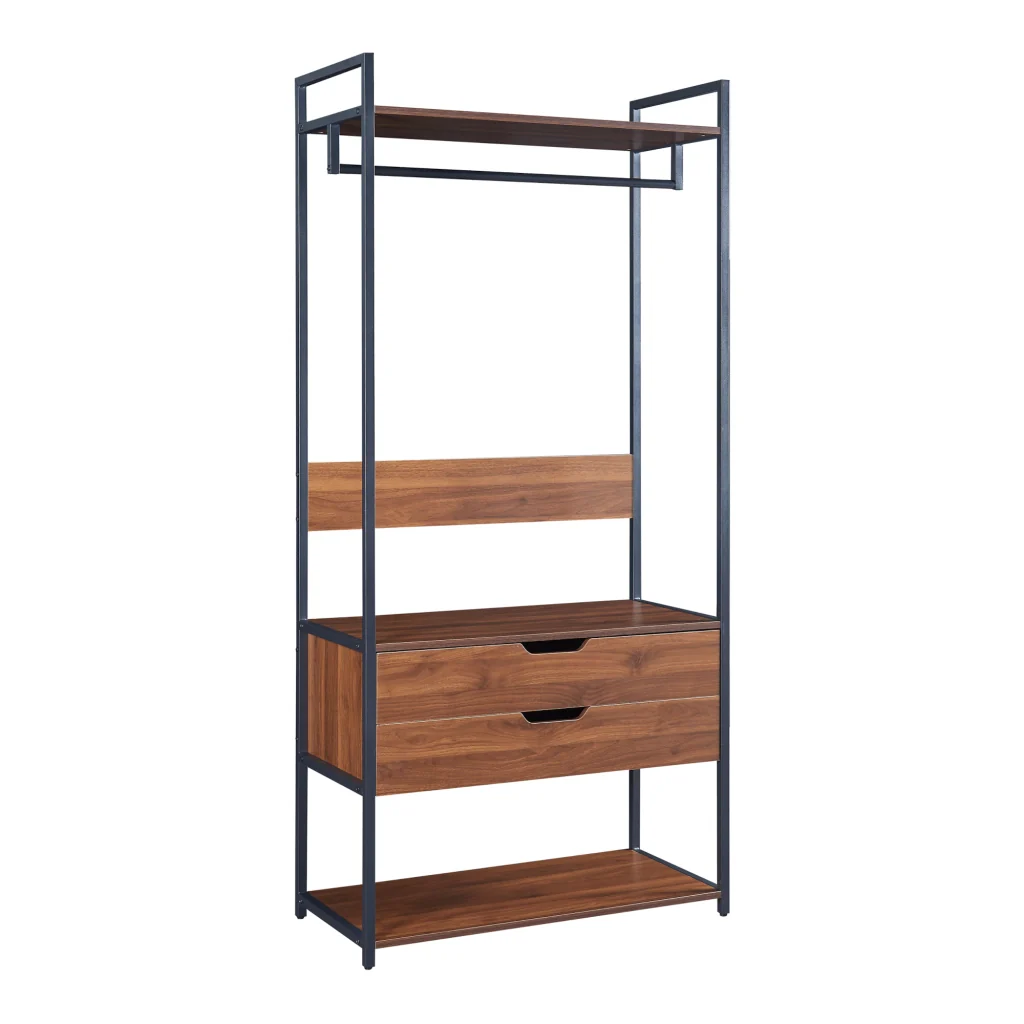 Set Larem 3 Mobili Organizzatori Guardaroba 252 cm Set A - Nero / Effetto Noce [en.casa] - Image 7