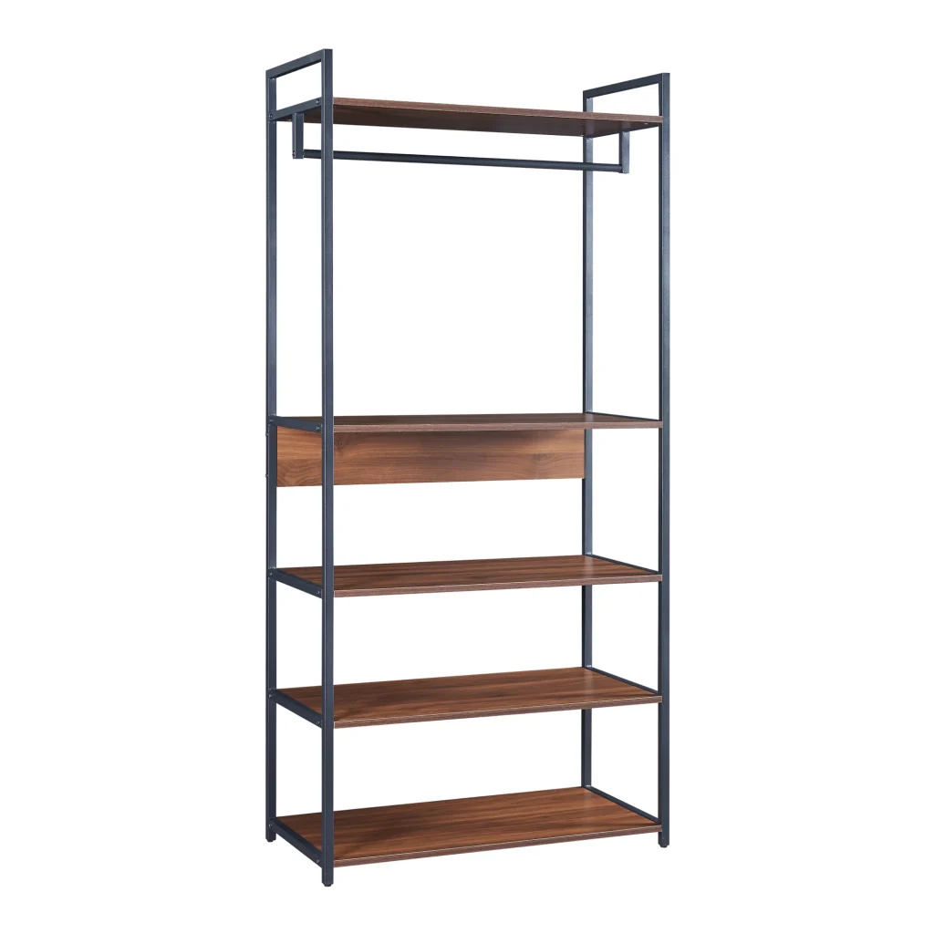 Set Larem 3 Mobili Organizzatori Guardaroba 252 cm Set B - Nero / Effetto Noce [en.casa] - Image 5