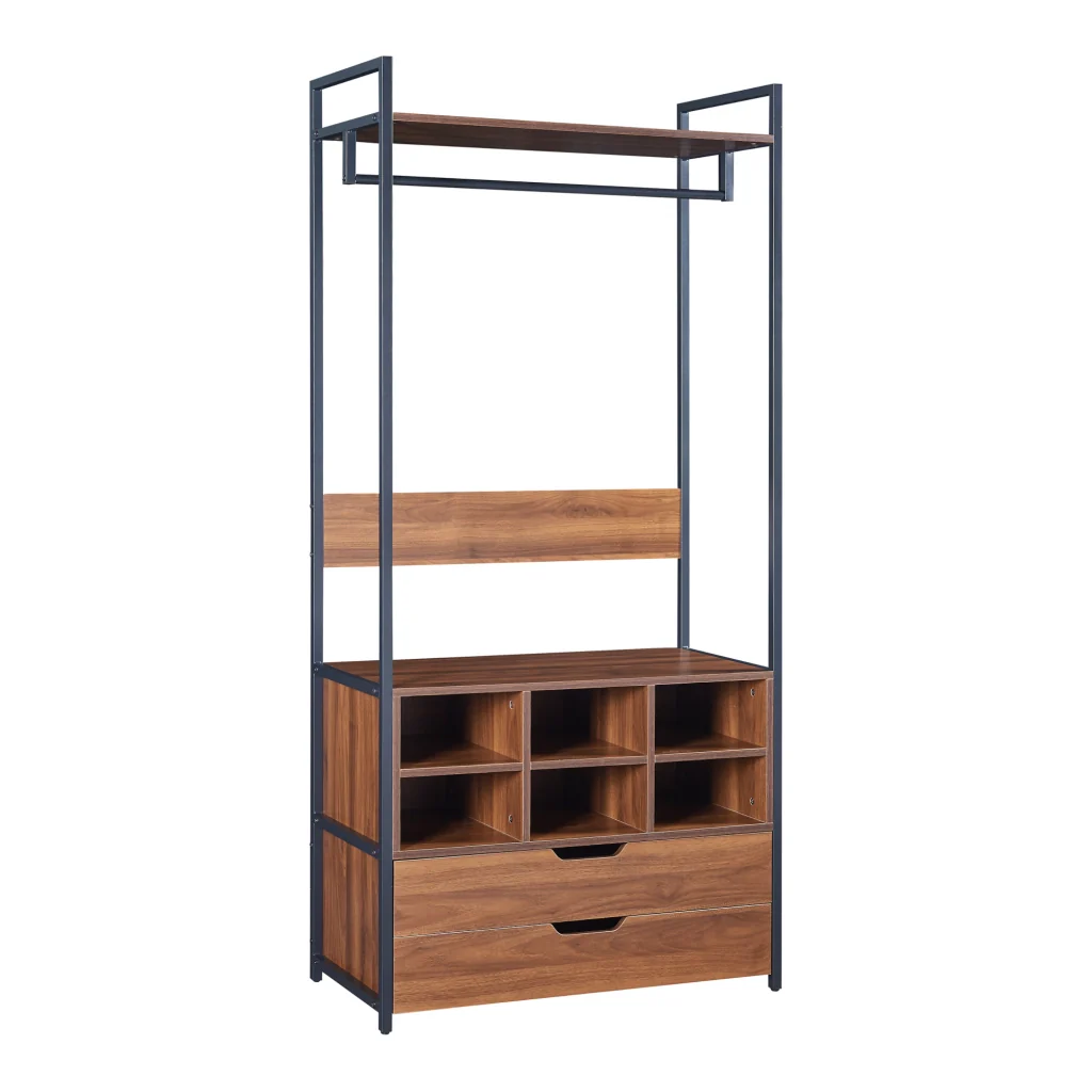 Set Larem 3 Mobili Organizzatori Guardaroba 252 cm Set B - Nero / Effetto Noce [en.casa] - Image 7