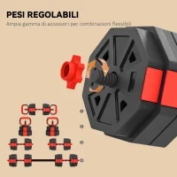 Set Pesi da Palestra 4 in 1 da 30kg, Convertibile in Kettlebell, 2 Manubri, Bilanciere e Supporto Flessioni, Rosso - Image 5