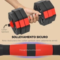Set Pesi da Palestra 4 in 1 da 30kg, Convertibile in Kettlebell, 2 Manubri, Bilanciere e Supporto Flessioni, Rosso - Image 6