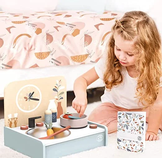 Set Pranzo Giocattolo da Bambini Cucina Giocattolo Accessori Gioco Giocattoli di Legno Cibo tè Regalo Ragazze Giochi Pra - Image 3