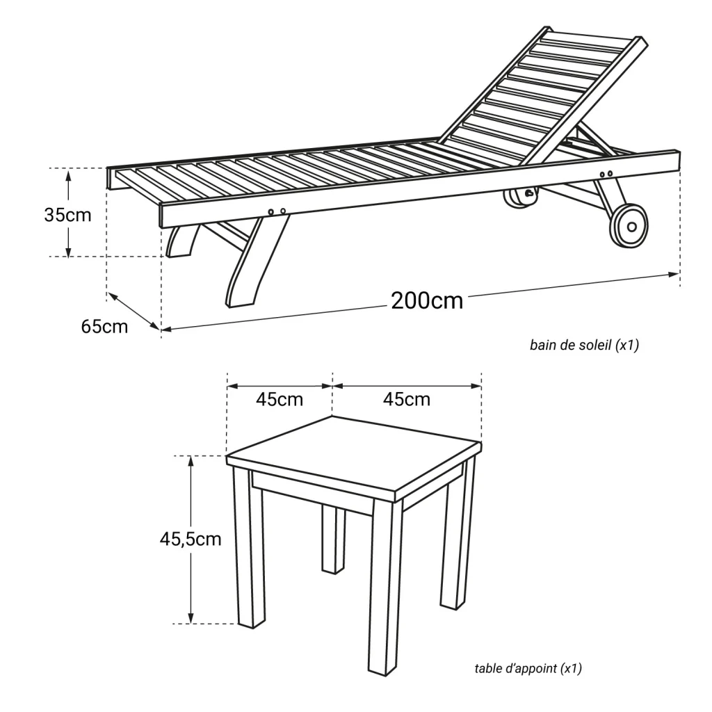 Set prendisole dritto in teak conTavolino JAVA - Image 4