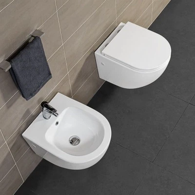 Set sanitari sospesi salvaspazio Rimless Serie Tokyo con copriwc rallentato - Image 10