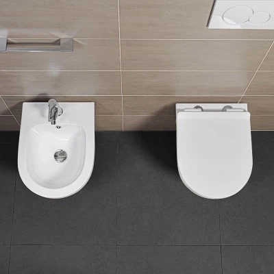 Set sanitari sospesi salvaspazio Rimless Serie Tokyo con copriwc rallentato - Image 5
