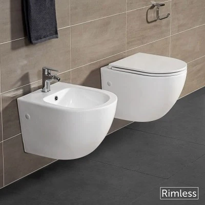 Set sanitari sospesi salvaspazio Rimless Serie Tokyo con copriwc rallentato - Image 9