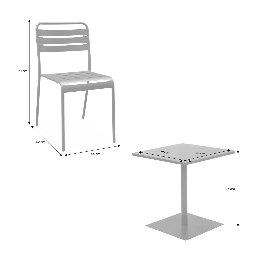 Set tavolo da giardino quadrato in acciaio con 2 sedie, antracite - Image 6