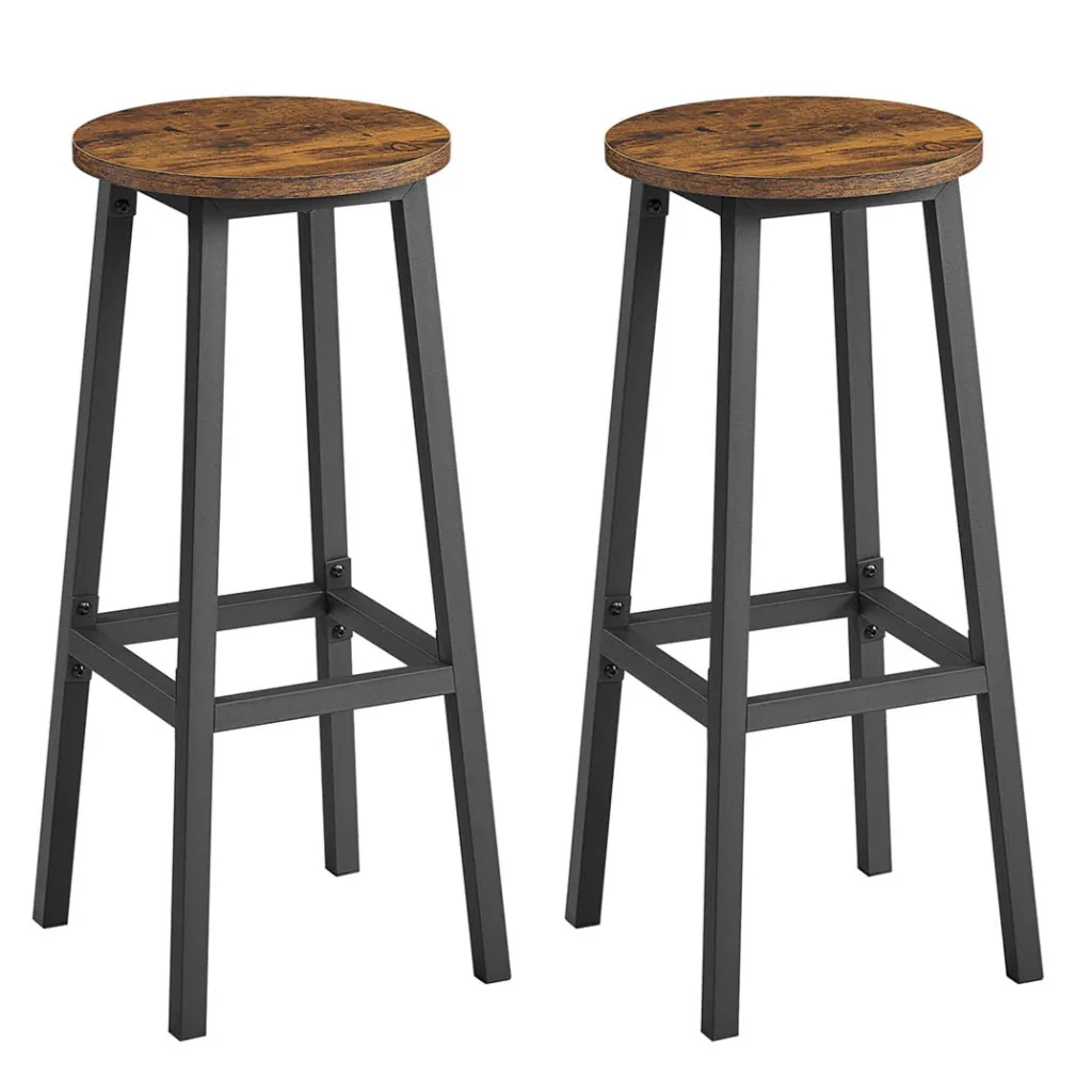 Sgabelli da bar set di 2 sedie seduta alta struttura in metallo montaggio facile altezza 74 cm poggiapiedi per cucina soggiorno sala da pranzo marrone 12_0007751