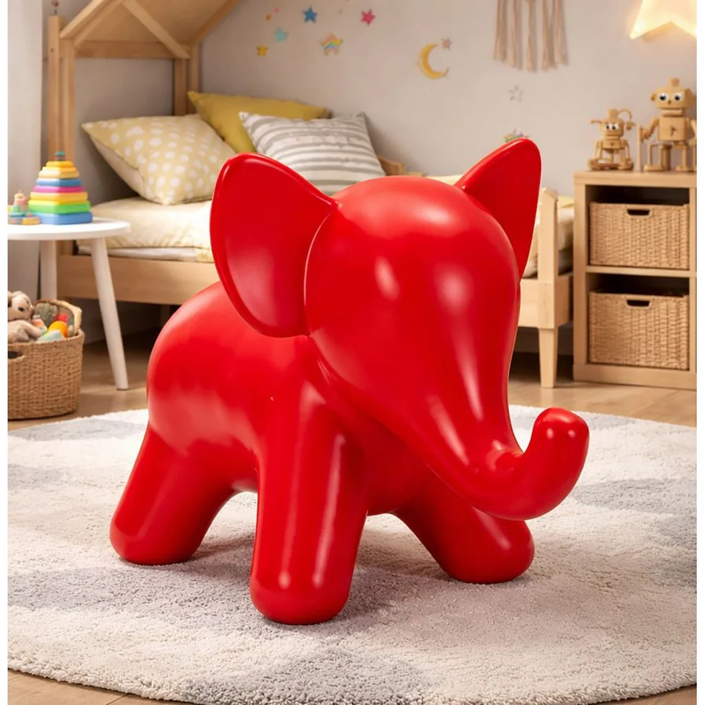 Sgabello Basso Elefante 2, Rosso, Plastica, 86x46x56 cm - Image 8