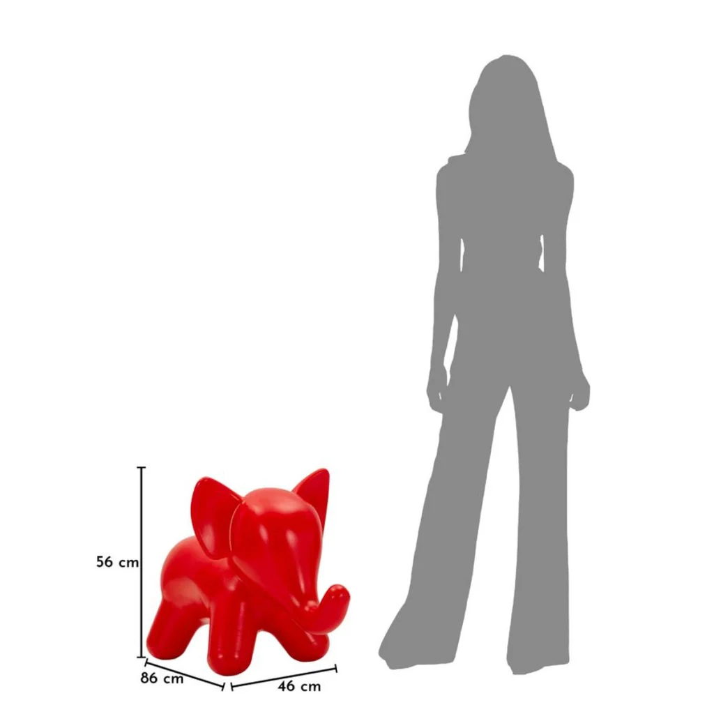 Sgabello Basso Elefante 2, Rosso, Plastica, 86x46x56 cm - Image 9