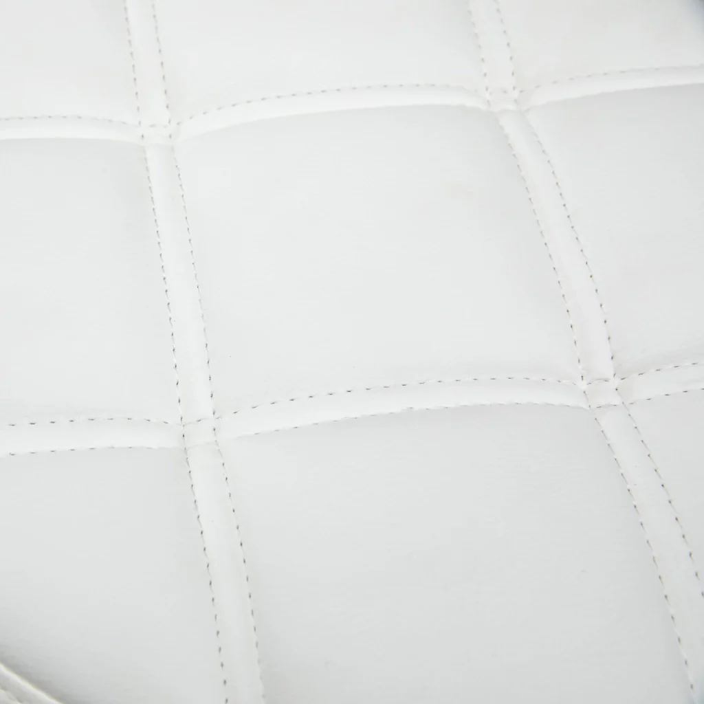 Sgabello Girevole Rotondo con Ruote Ø35,5x51-67 cm Altezza Regolabile in Similpelle Bianco - Image 8