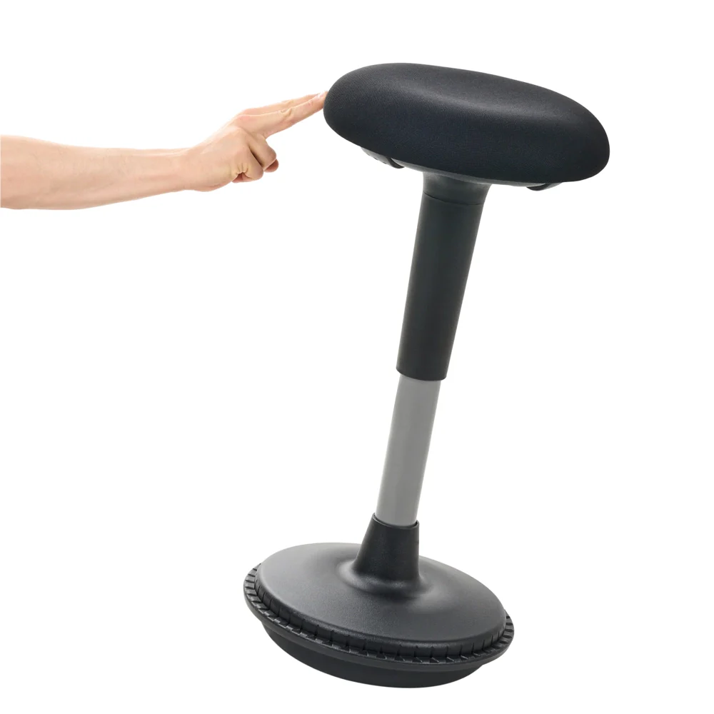 Sgabello in tessuto nero con struttura in metallo ad altezza regolabile mobili da ufficio - Image 4