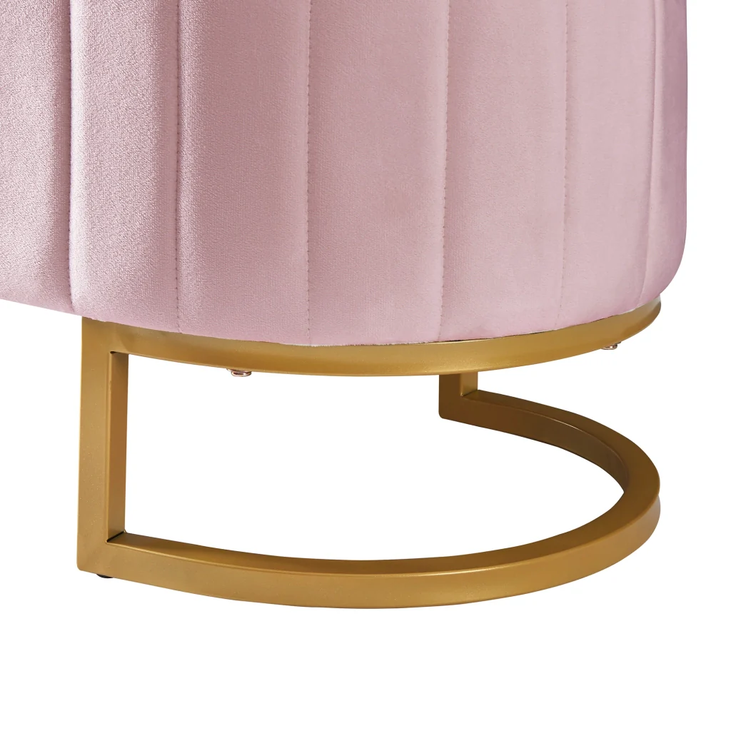 Sgabello riporto 120x40 cm rivestito in velluto rosa panca con spazio riporto per divano e camera da letto - Image 7