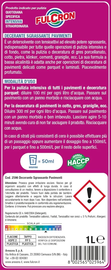 SGRASSANTE DECERANTE PER PAVIMENTI 'FULCRON' lt. 1- 6 pezzi  - AREXONS - Image 3