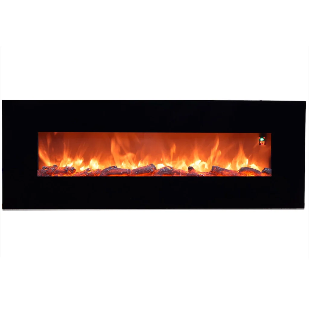 Sined Aprica Caminetto Elettrico Da Parete In Acciaio e Vetro Da 1500w Effetto Fiamma Led Nero Realistico Effetto Fiamma Led In 6 Livelli Di Intensita Della Luce Con Telecomando Per Casa e Ufficio - Image 2
